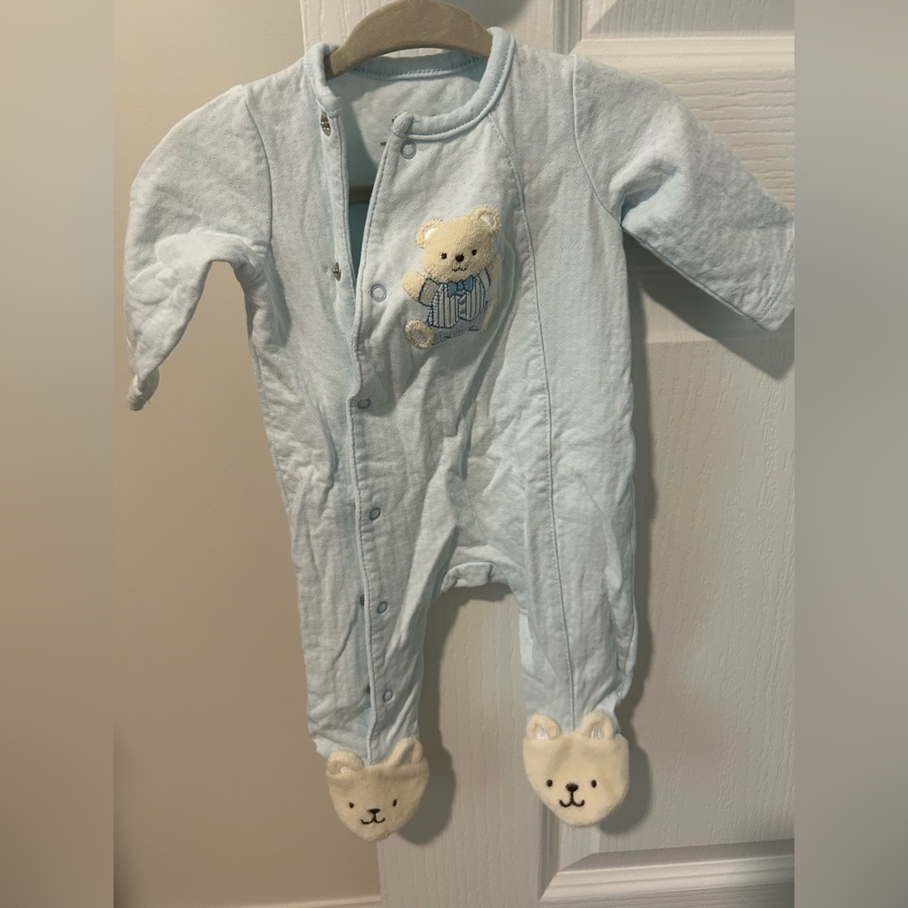 Baby Boys Cute Bear Snap Close Footed Coverall